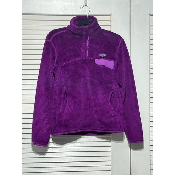 Patagonia Womens Purple Re-Tool Snap T Fleece Polartec Thermal Pullover Sz M 305 - Picture 10 of 13